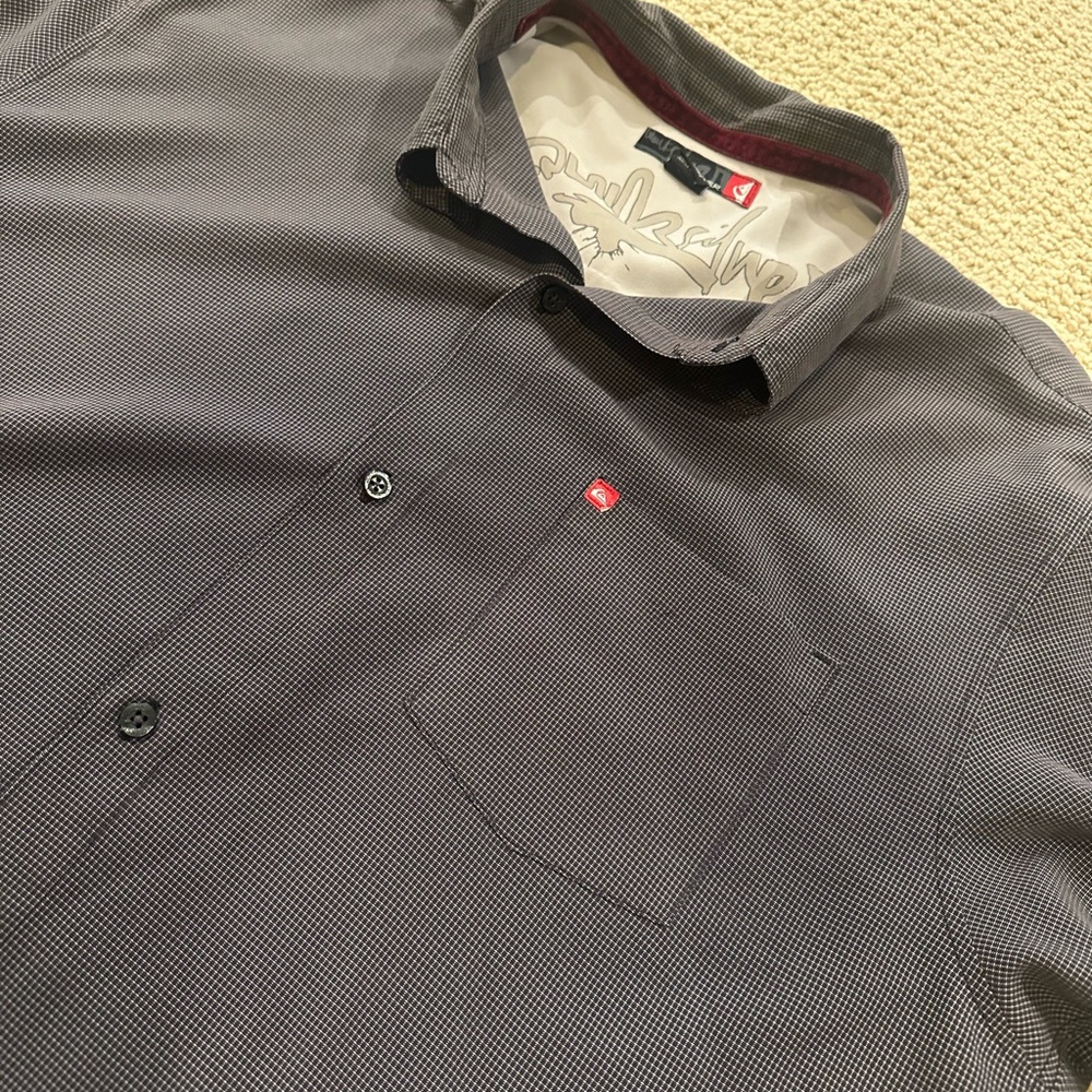 vintage quicksilver button up shirt mens Xl Oversized, Microfiber, Skater Shirt